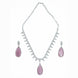 Rhodium Plated Designer Teardrop Pendant & Matching Earrings, with Leaf Drop Pattern, Necklace Set