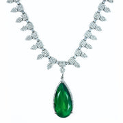 Rhodium Plated Designer Teardrop Pendant & Matching Earrings, with Leaf Drop Pattern, Necklace Set