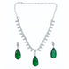 Rhodium Plated Designer Teardrop Pendant & Matching Earrings, with Leaf Drop Pattern, Necklace Set