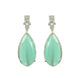 Rhodium Plated Designer Teardrop Pendant & Matching Earrings, with Leaf Drop Pattern, Necklace Set