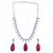 Rhodium Plated Designer Teardrop Pendant & Matching Earrings, with Leaf Drop Pattern, Necklace Set