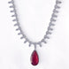 Rhodium Plated Designer Teardrop Pendant & Matching Earrings, with Leaf Drop Pattern, Necklace Set