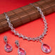 Rhodium Plated Teardrop Pendant & Matching Earrings, with Curved Leaf Pattern,  Designer Necklace Set