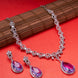 Rhodium Plated Teardrop Pendant & Matching Earrings, with Curved Leaf Pattern,  Designer Necklace Set
