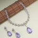 Rhodium Plated Teardrop Pendant & Matching Earrings, with Curved Leaf Pattern,  Designer Necklace Set