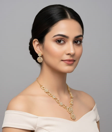 Traditional Round Gold Plated Necklace Set