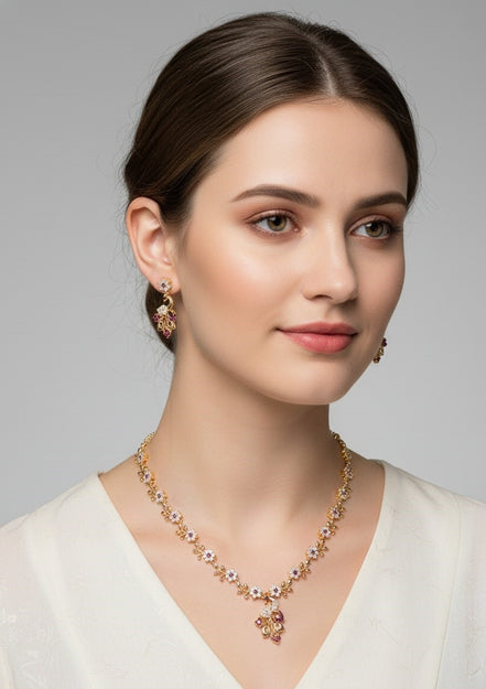 Traditional Peacock Gold Plated Necklace Set