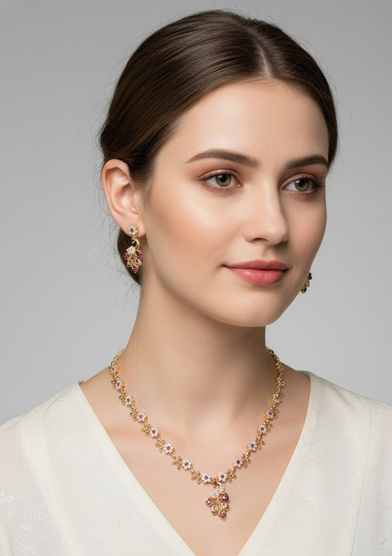 Traditional Peacock Gold Plated Necklace Set