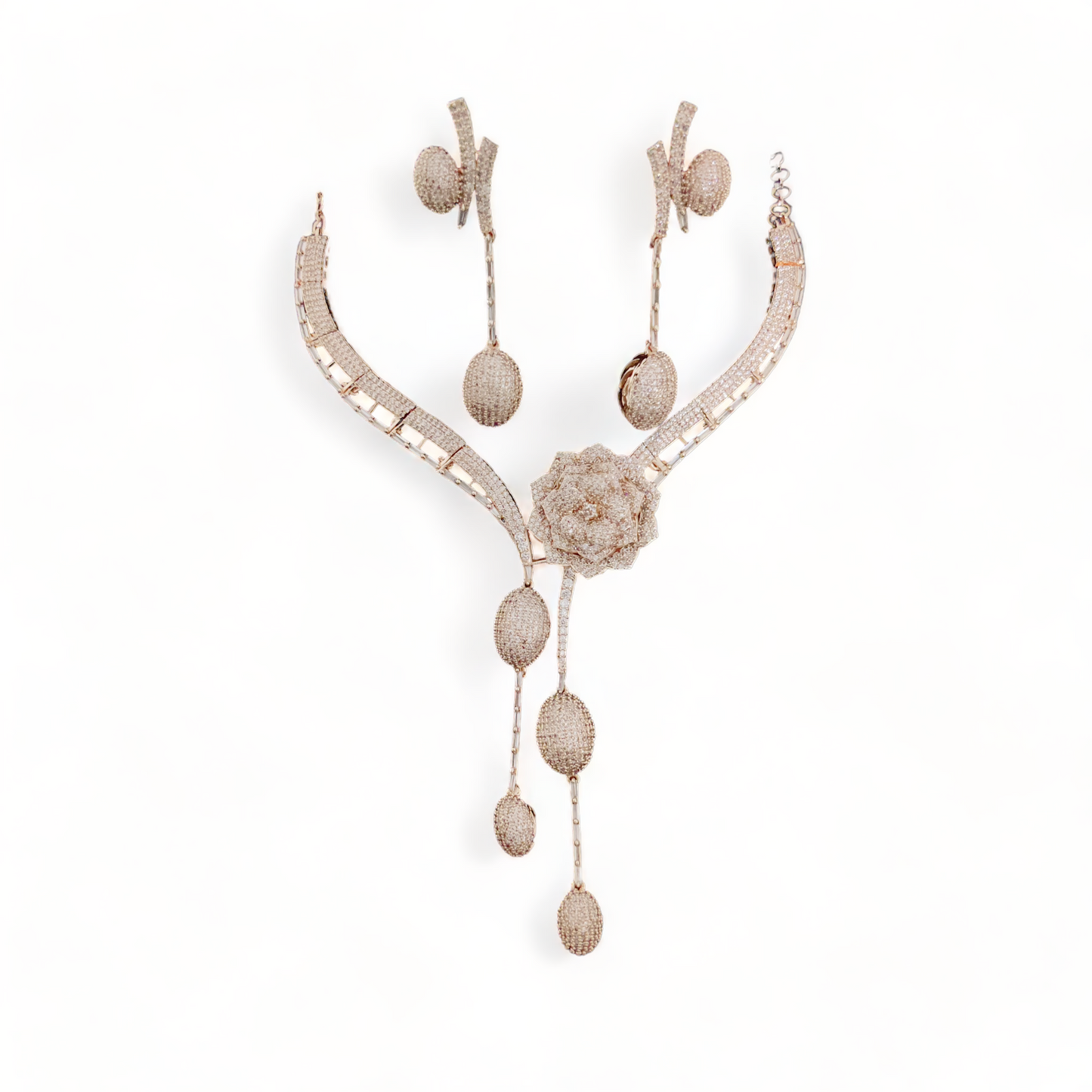 Ivory Elegance Necklace with Rose Gold Accent - Opal Touch