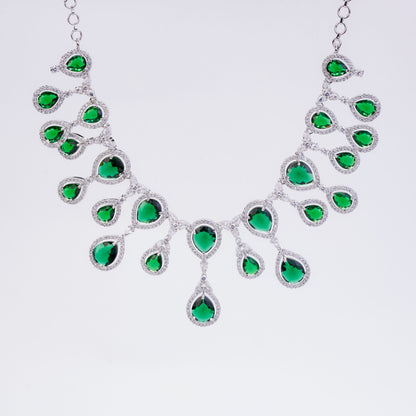 Enchanted Emerald Elegance Necklace in Rhodium