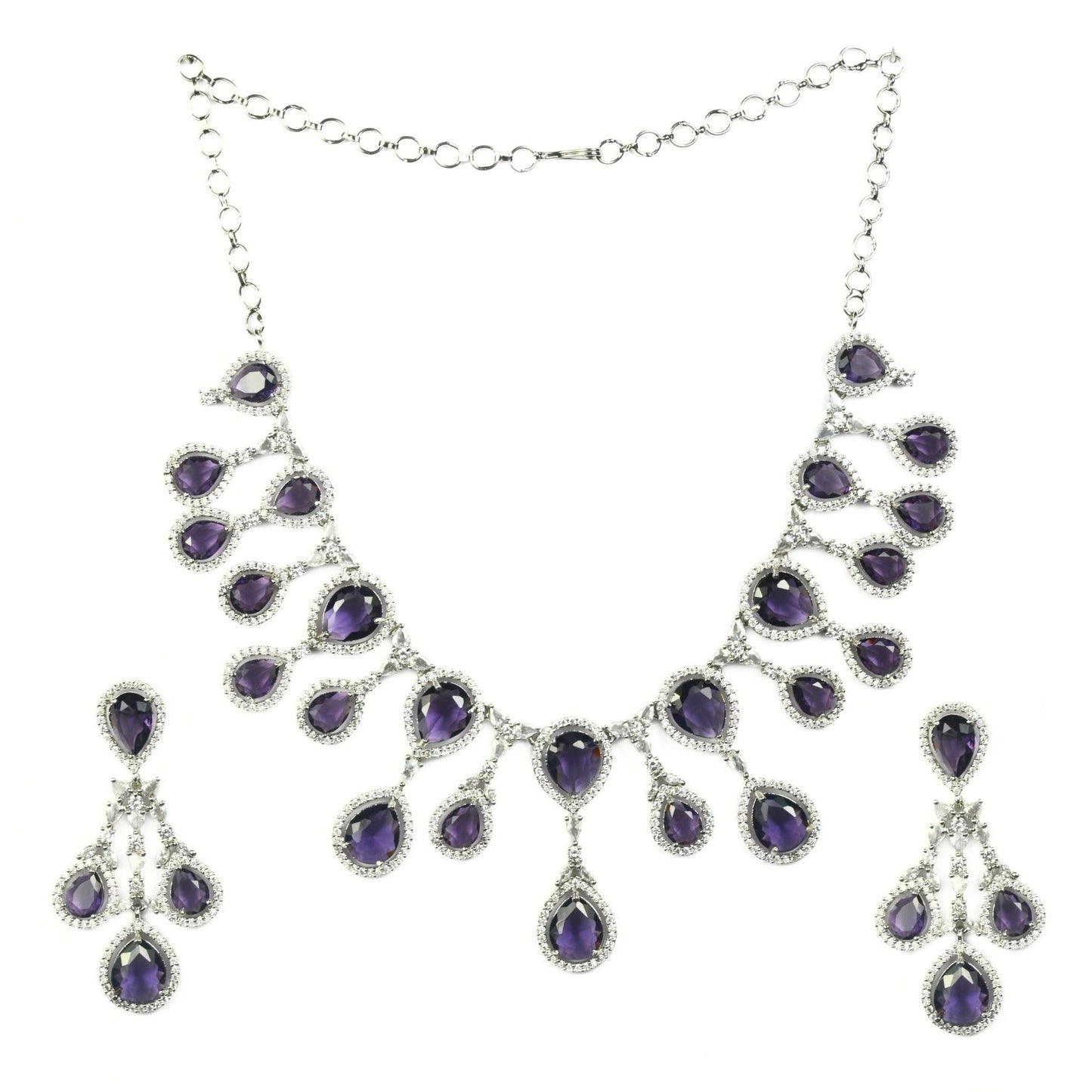 Enchanted Emerald Elegance Necklace in Rhodium