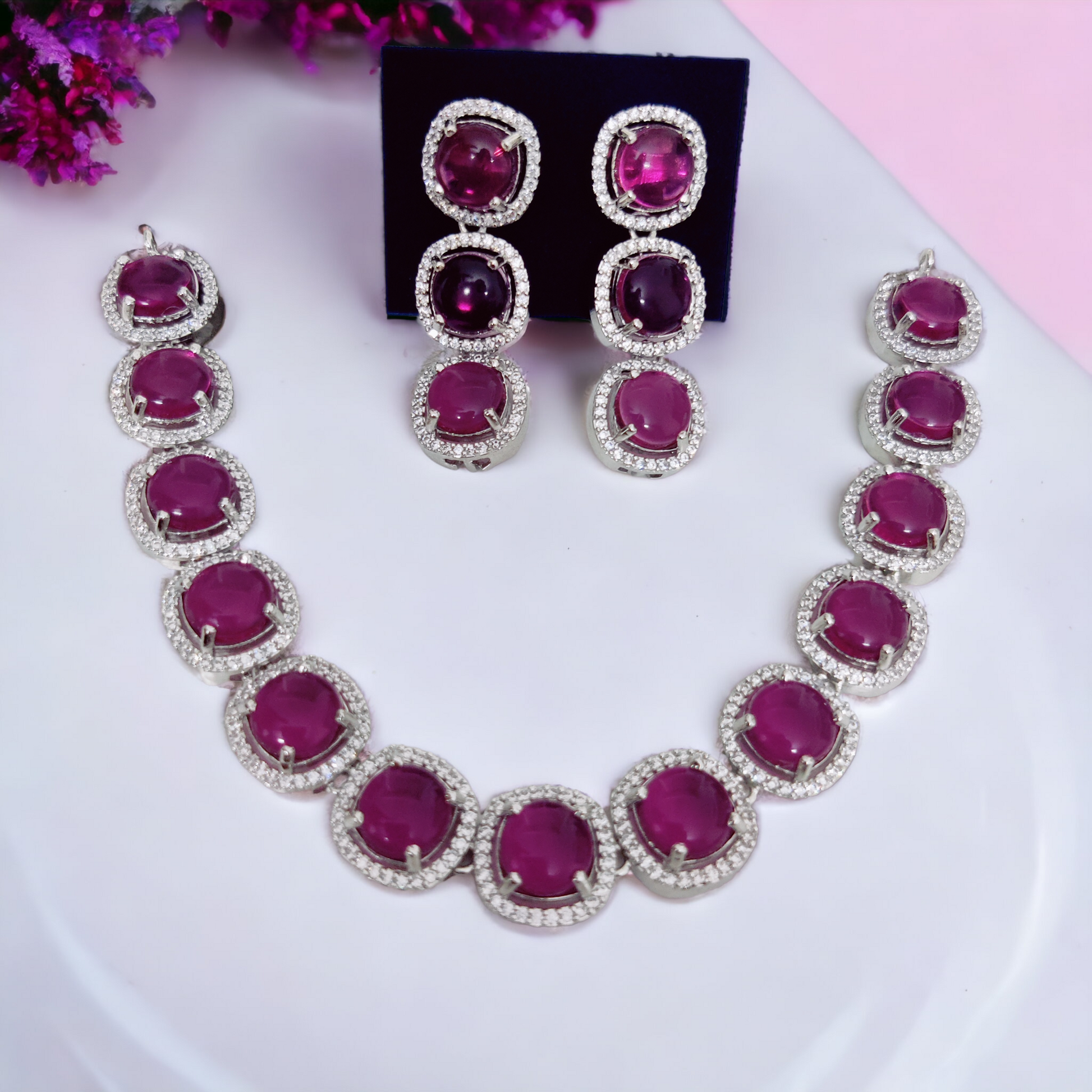 Royal Velvet Purple Necklace in Rhodium - Opal Touch