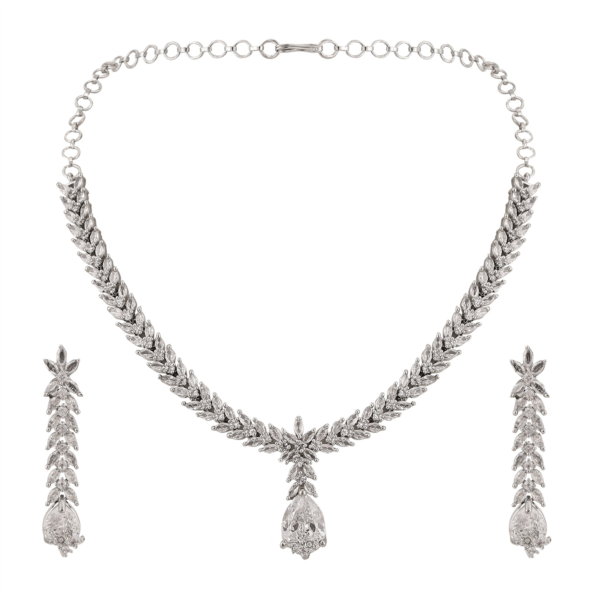 Pure Snow White Necklace in Rhodium - Opal Touch