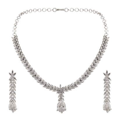 Pure Snow White Necklace in Rhodium - Opal Touch