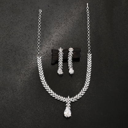 Pure Snow White Necklace in Rhodium - Opal Touch