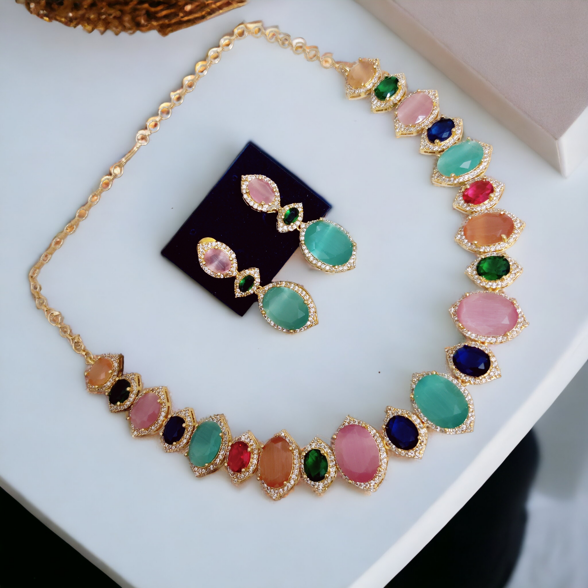 Multicolor Marvel Gold Plated Necklace - Opal Touch