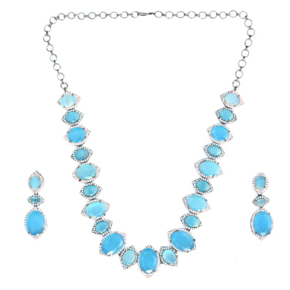 Cyan Serenity Necklace in Black Plated