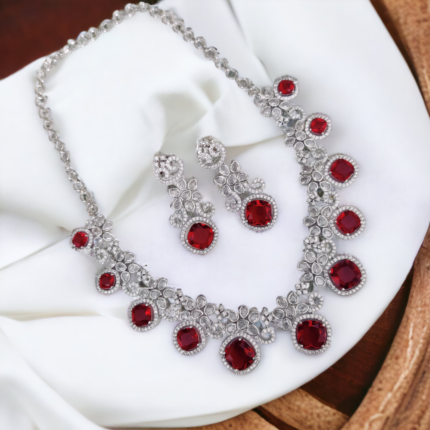 Crystal Red Charm Necklace - Opal Touch