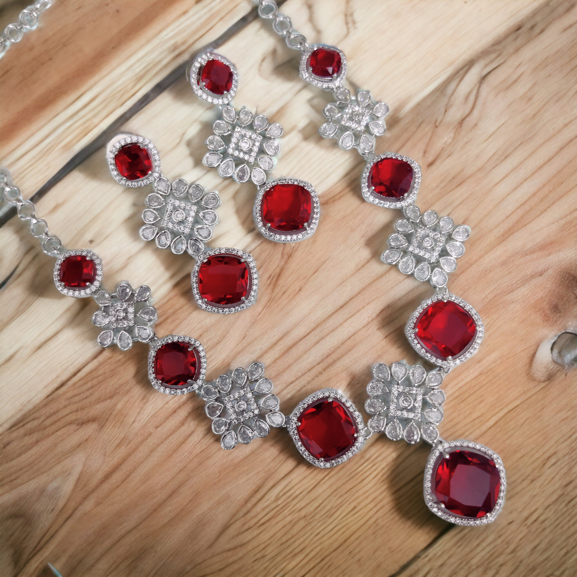 Crystal Red Elegance Necklace - Opal Touch