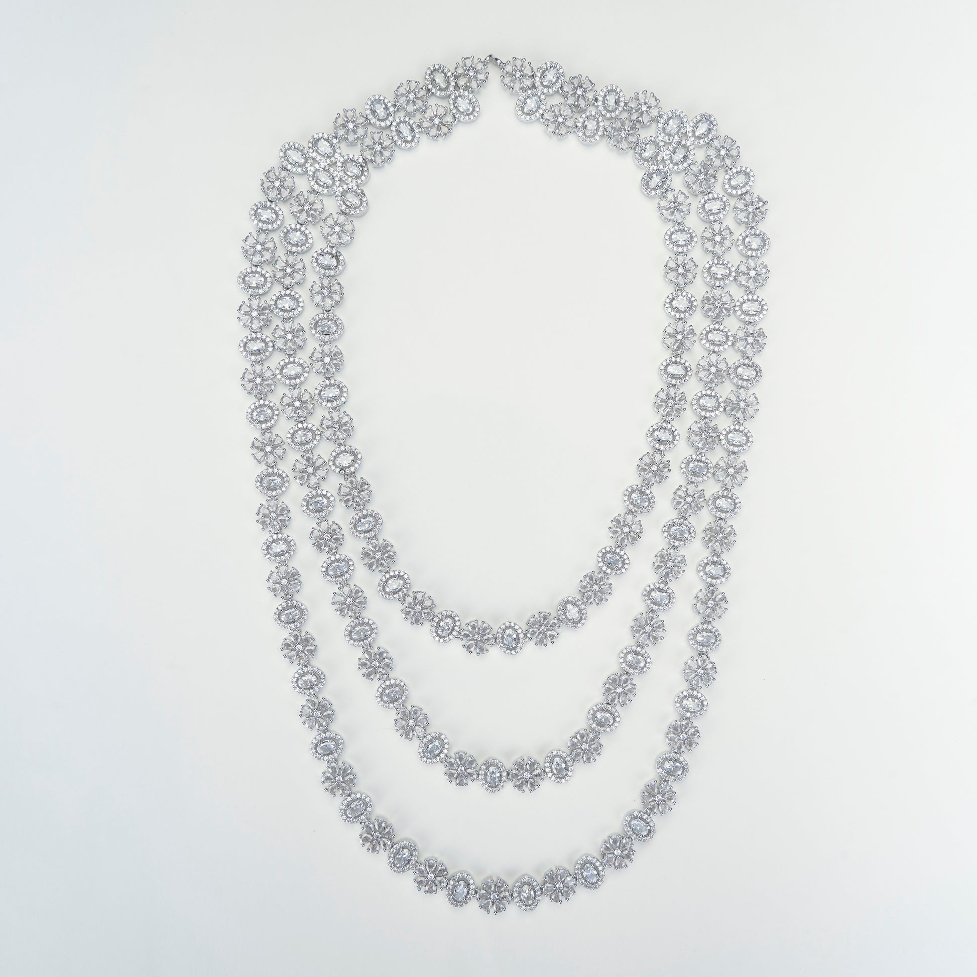 White Pearl Rhodium Necklace - Opal Touch