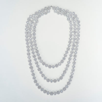 White Pearl Rhodium Necklace - Opal Touch