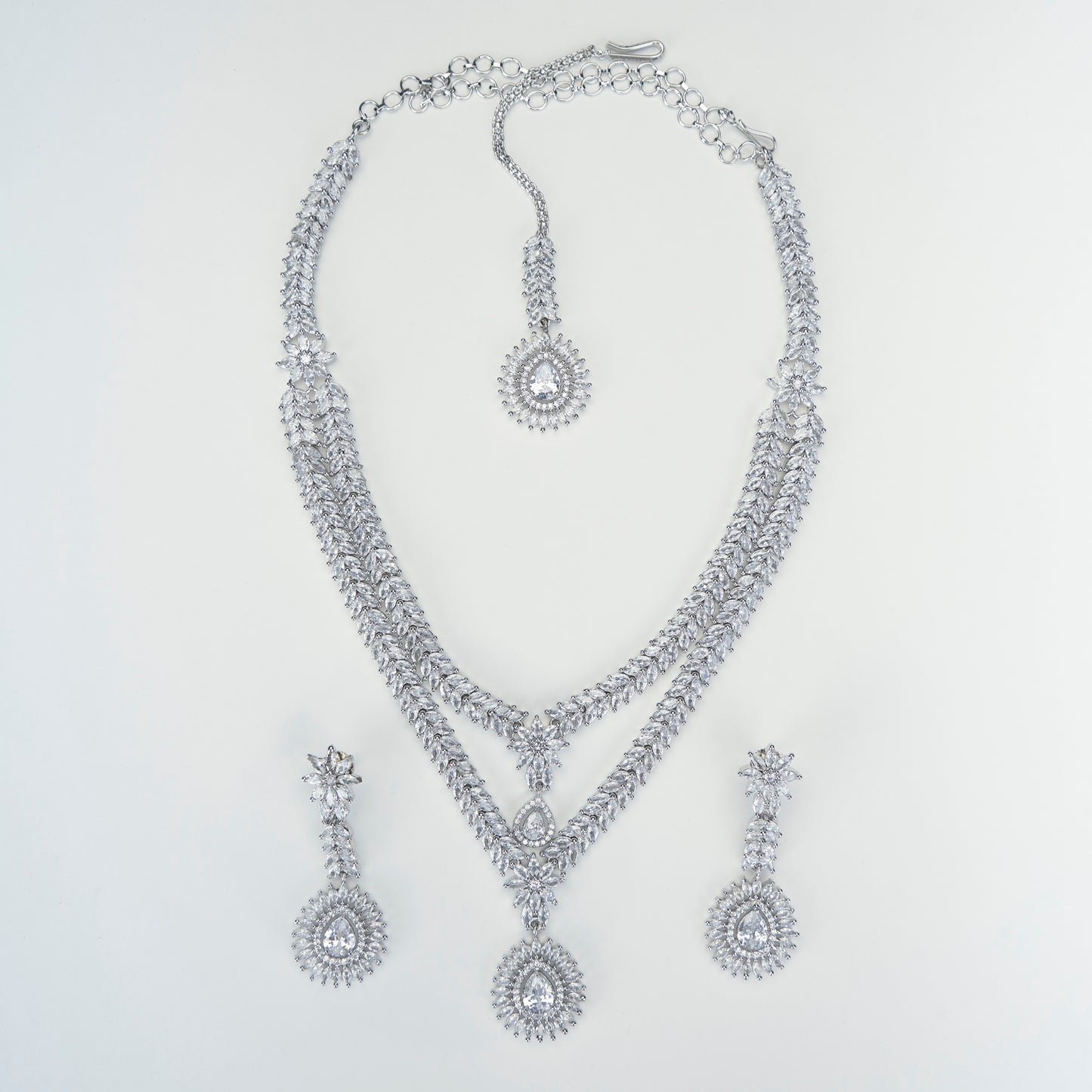 Rhodium White Pearl Necklace - Opal Touch