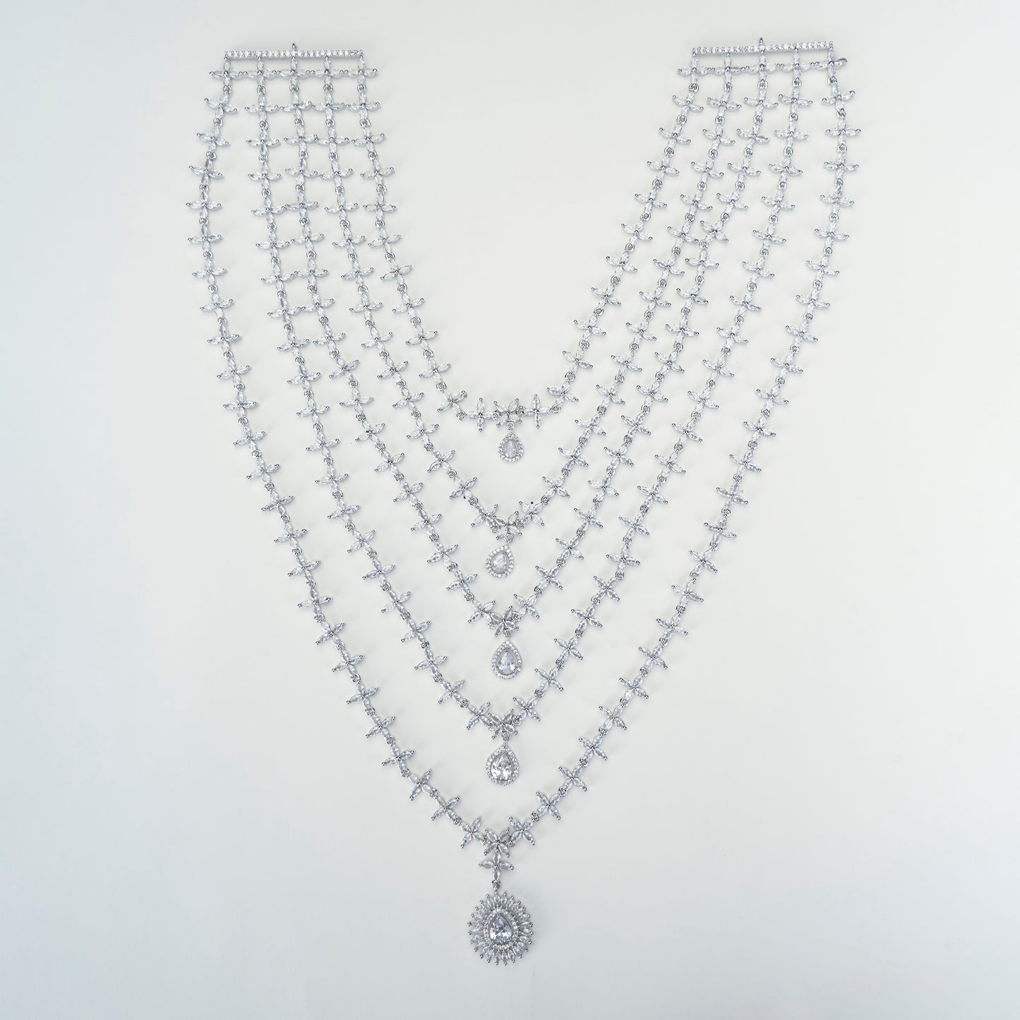 White Pearl Rhodium Elegance Necklace - Opal Touch