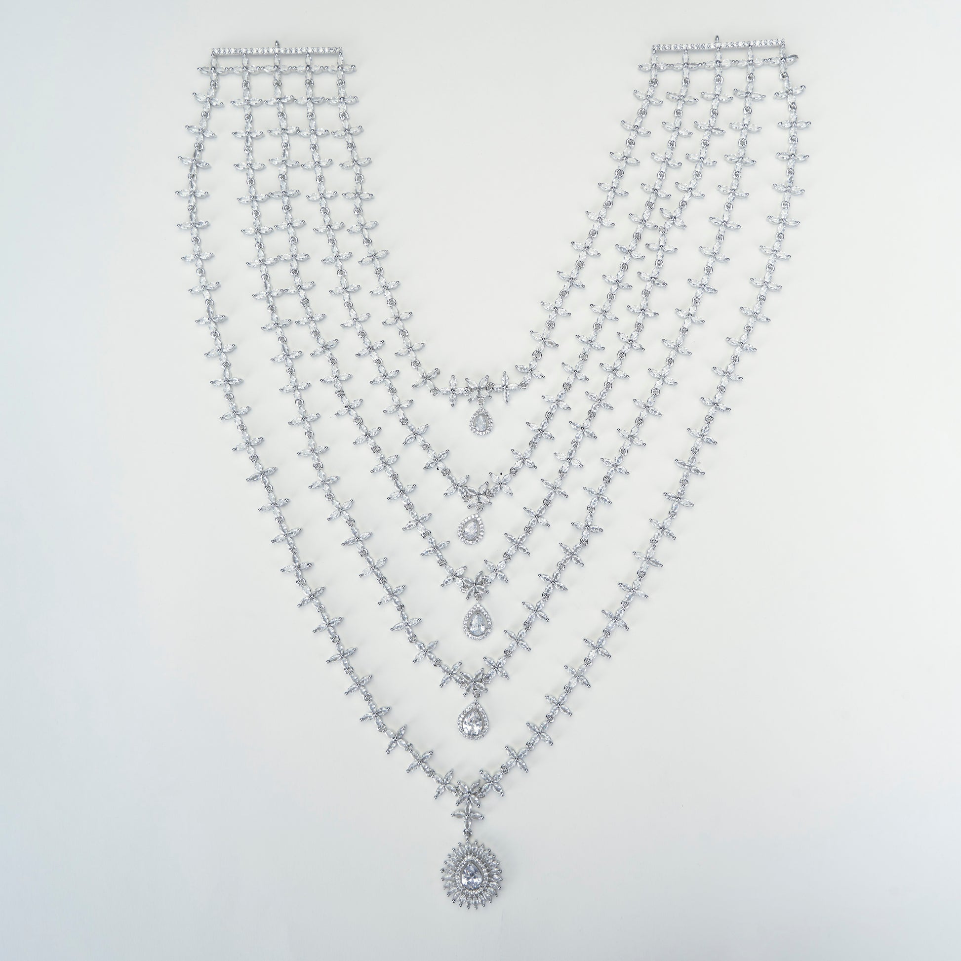 White Pearl Rhodium Elegance Necklace - Opal Touch