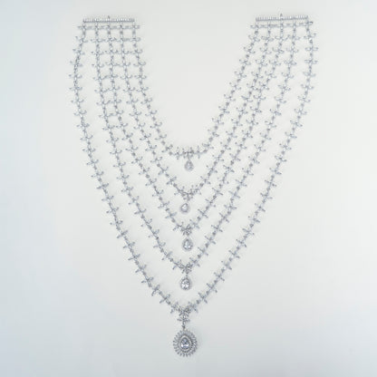 White Pearl Rhodium Elegance Necklace - Opal Touch