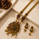 Matte Black Peacock Temple Design Necklace Set