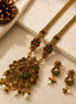 Matte Black Peacock Temple Design Necklace Set