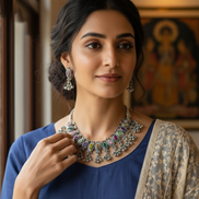 Multicolor Oxidized Necklace Set