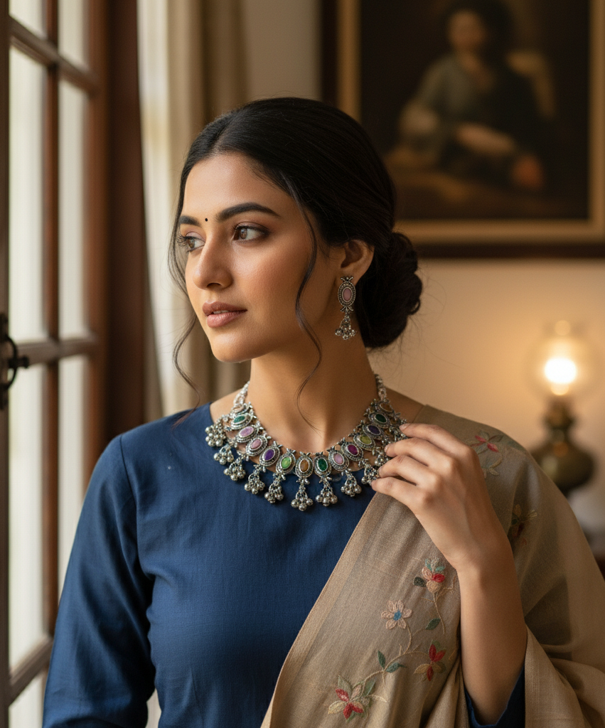 Multicolor Oxidized Necklace Set