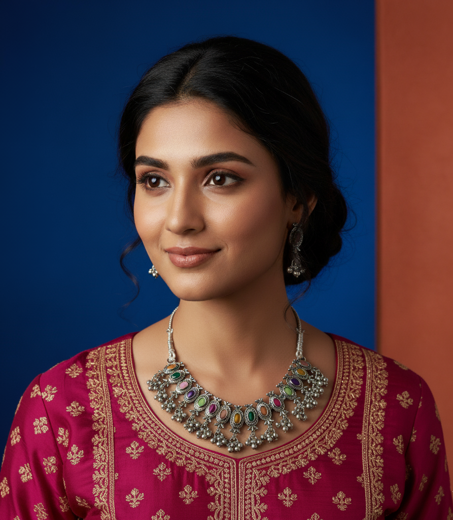 Multicolor Oxidized Necklace Set