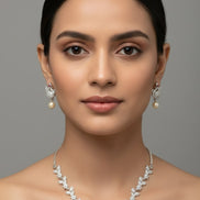 Traditional Rhodium Peacock Necklace Set