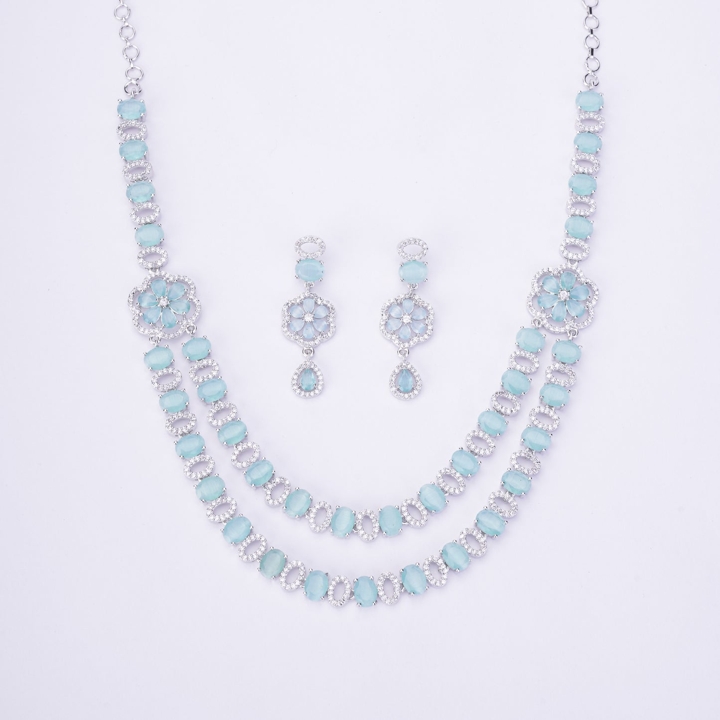 Elegant 2 Layer Oval Necklace Set - Opal Touch