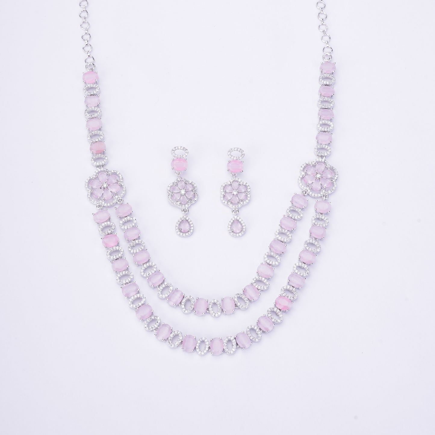 Elegant 2 Layer Oval Necklace Set - Opal Touch