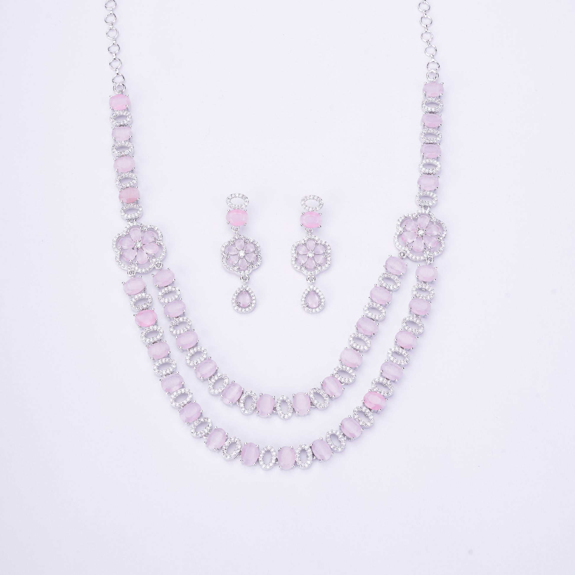 Elegant 2 Layer Oval Necklace Set - Opal Touch