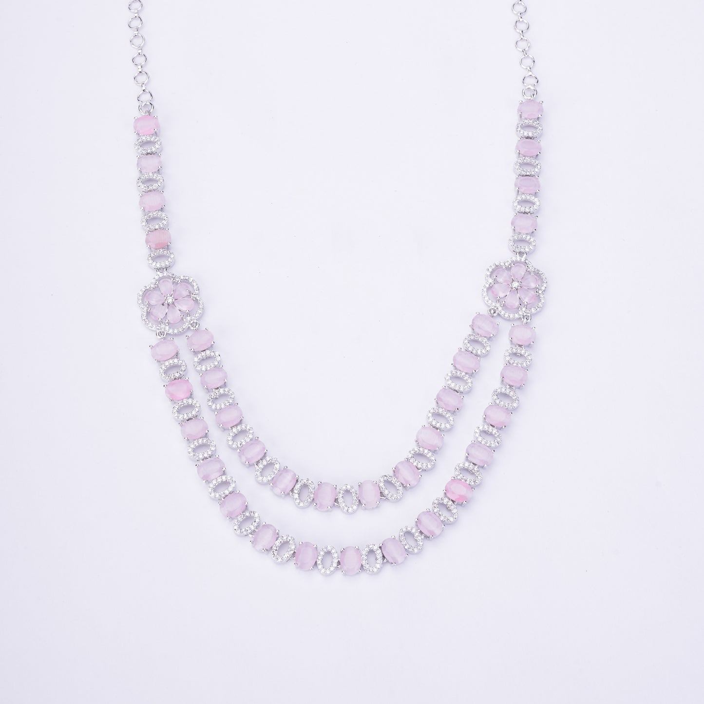 Elegant 2 Layer Oval Necklace Set - Opal Touch