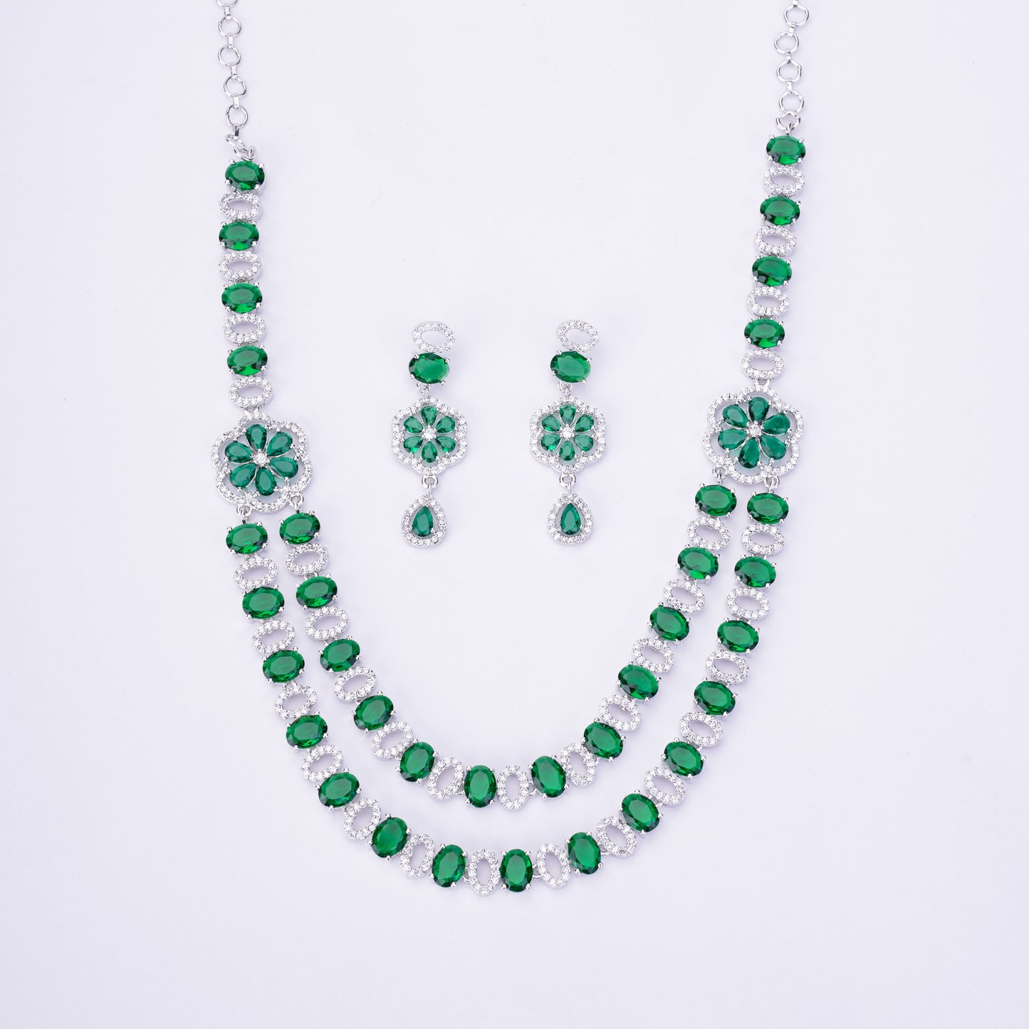 Elegant 2 Layer Oval Necklace Set