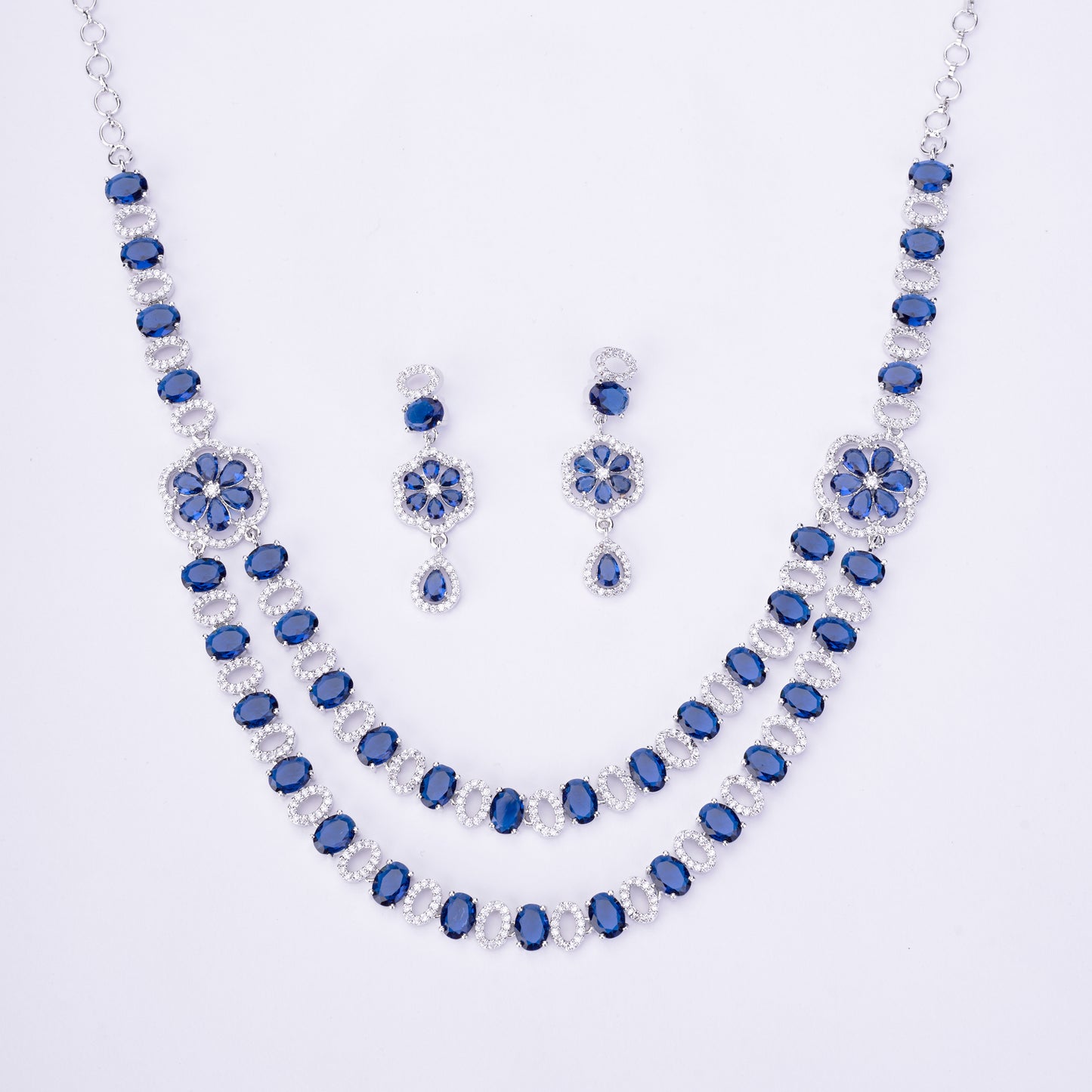 Elegant 2 Layer Oval Necklace Set