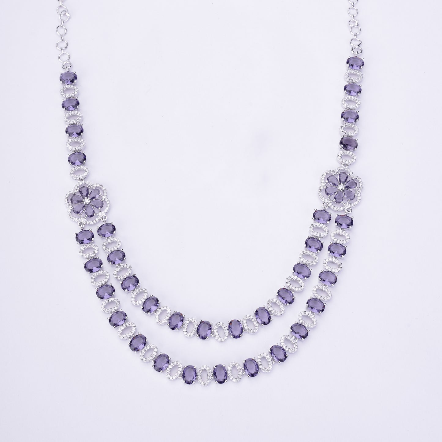 Elegant 2 Layer Oval Necklace Set