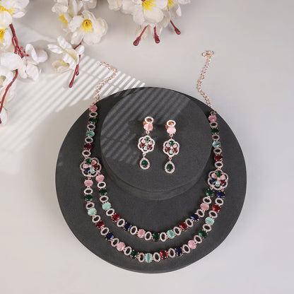 Elegant 2 Layer Oval Necklace Set - Opal Touch