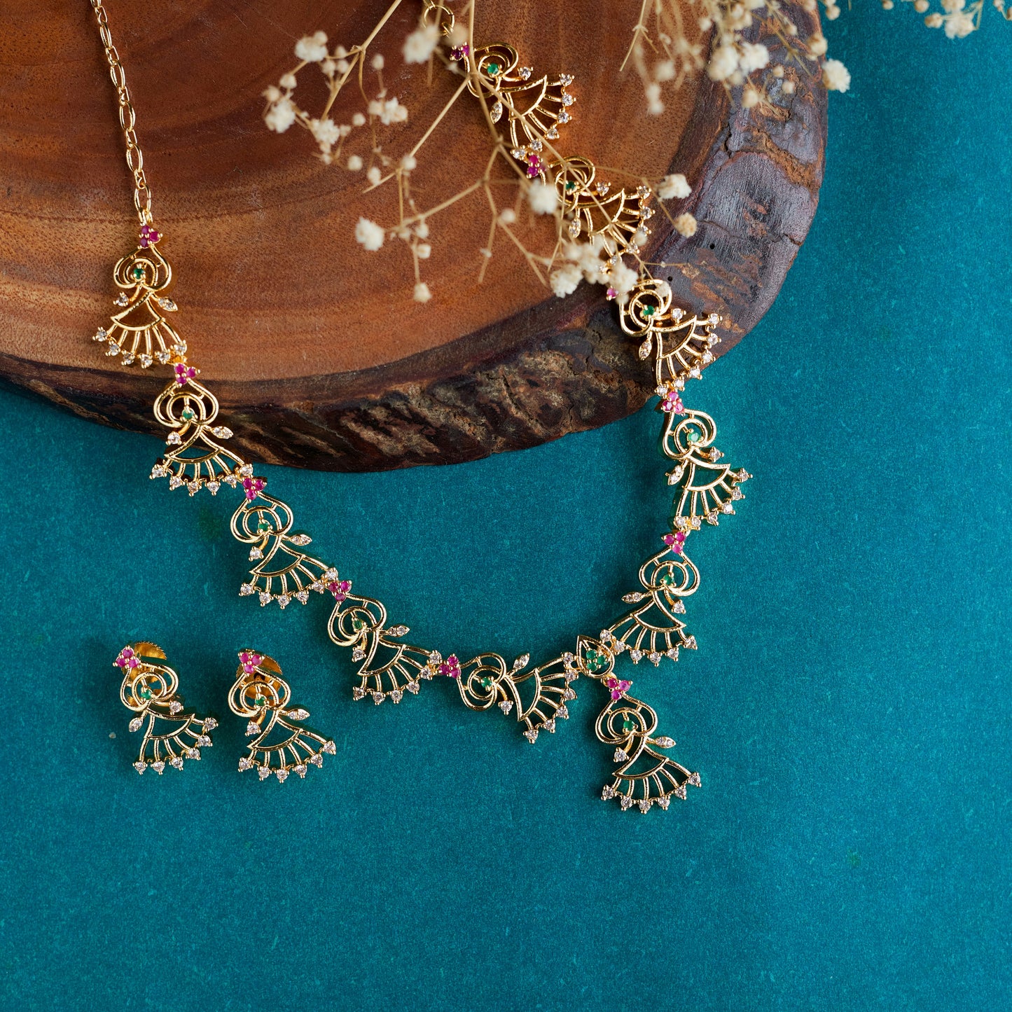 Emerald Ruby Fusion Necklace - Opal Touch