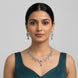 Rhodium Plated Peacock Floral Necklace Set with CZ Stones