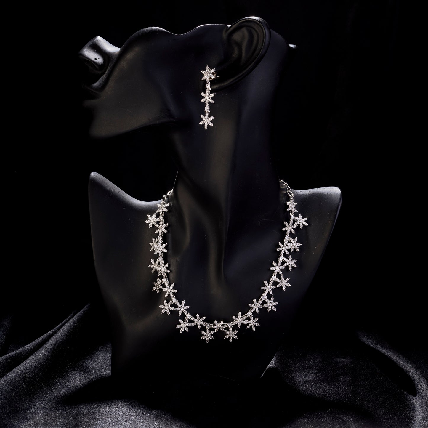 Petal Whisper Rhodium Necklace
