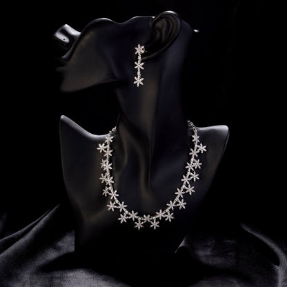 Petal Whisper Rhodium Necklace