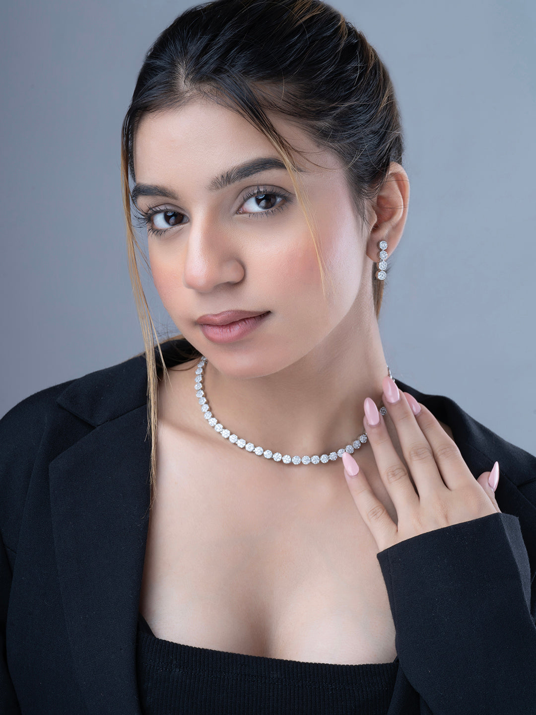 Orchid Symphony Rhodium Necklace
