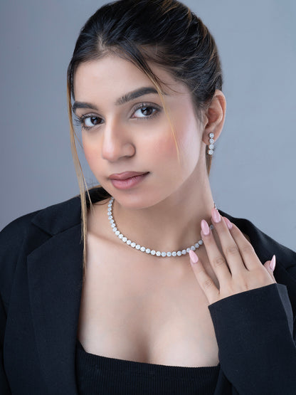 Orchid Symphony Rhodium Necklace