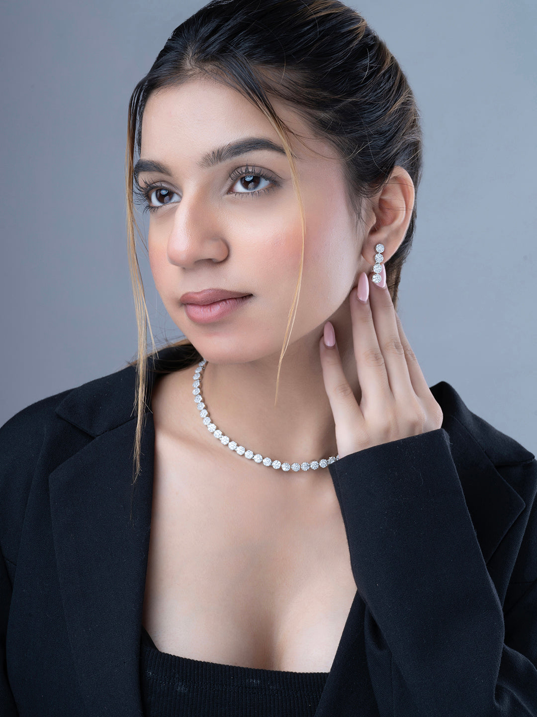 Orchid Symphony Rhodium Necklace